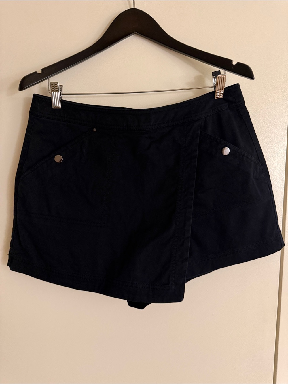 Classic Black Women’s Skort with Front Snap Details